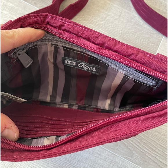 EUC Lug flyer in brushed cranberry with pink Love stitching - Picture 8 of 8